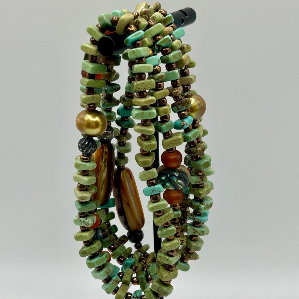 Artisan 5 Stone and Shell Beaded Bracelets - Picture 4 of 7
